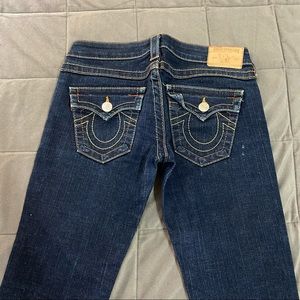y2k true religion low rise dark wash jeans women's size 26 made in USA